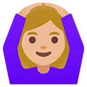 Frau mit Händen auf dem Kopf: mittelhelle Hautfarbe Google 15.0.