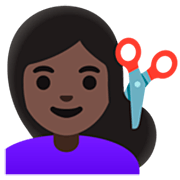 Emoji 💇🏿‍♀️ Taglio Di Capelli Per Donna: Carnagione Scura su Google 15.0.