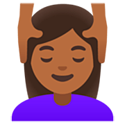 💆🏾‍♀️ Emoji Mujer Recibiendo Masaje: Tono De Piel Oscuro Medio en Google 15.0.