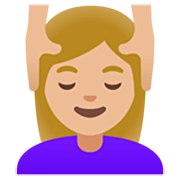 💆🏼‍♀️ Emoji Mulher Recebendo Massagem Facial: Pele Morena Clara na Google 15.0.