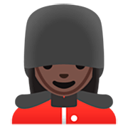 💂🏿‍♀️ Emoji Guarda Mulher: Pele Escura na Google 15.0.