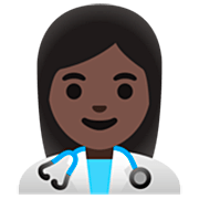 Emoji 👩🏿‍⚕️ Operatrice Sanitaria: Carnagione Scura su Google 15.0.