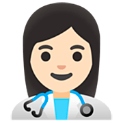 Emoji 👩🏻‍⚕️ Operatrice Sanitaria: Carnagione Chiara su Google 15.0.