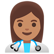 👩🏽‍⚕️ Emoji Mulher Profissional Da Saúde: Pele Morena na Google 15.0.