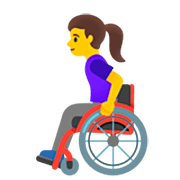 Frau in manuellem Rollstuhl Google 15.0.