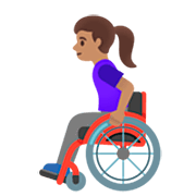 👩🏽‍🦽 Emoji Mulher Em Cadeira De Rodas Manual: Pele Morena na Google 15.0.