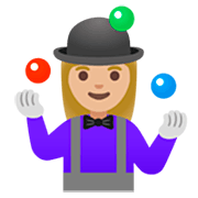 Emoji 🤹🏼‍♀️ Giocoliere Donna: Carnagione Abbastanza Chiara su Google 15.0.