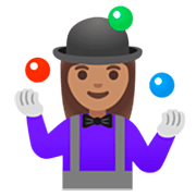 Emoji 🤹🏽‍♀️ Giocoliere Donna: Carnagione Olivastra su Google 15.0.