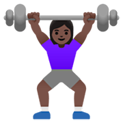 🏋🏿‍♀️ Emoji Mulher Levantando Peso: Pele Escura na Google 15.0.