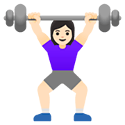 🏋🏻‍♀️ Emoji Mulher Levantando Peso: Pele Clara na Google 15.0.