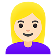 👱🏻‍♀️ Emoji Frau: helle Hautfarbe, blond Google 15.0.