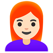 👩🏻‍🦰 Emoji Mujer: Tono De Piel Claro Y Pelo Pelirrojo en Google 15.0.