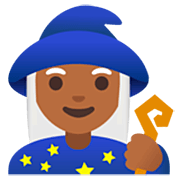Emoji 🧙🏾‍♀️ Maga: Carnagione Abbastanza Scura su Google 15.0.