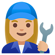Emoji 👩🏼‍🔧 Meccanico Donna: Carnagione Abbastanza Chiara su Google 15.0.