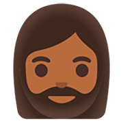 Emoji 🧔🏾‍♀️ Uomo Con La Barba Carnagione Abbastanza Scura su Google 15.0.