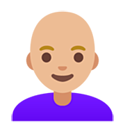 👩🏼‍🦲 Emoji Mujer: Tono De Piel Claro Medio Y Sin Pelo en Google 15.0.