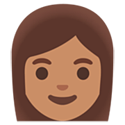 Emoji 👩🏽 Donna: Carnagione Olivastra su Google 15.0.