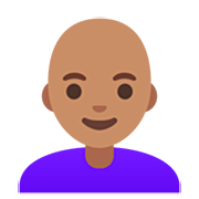 👩🏽‍🦲 Emoji Frau: mittlere Hautfarbe, Glatze Google 15.0.