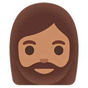 Emoji 🧔🏽‍♀️ Uomo Con La Barba Carnagione Olivastra su Google 15.0.