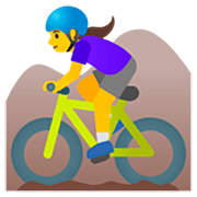 🚵‍♀️ Emoji Mulher Fazendo Mountain Bike na Google 15.0.