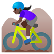 🚵🏿‍♀️ Emoji Mulher Fazendo Mountain Bike: Pele Escura na Google 15.0.