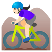 Emoji 🚵🏻‍♀️ Ciclista Donna Di Mountain Bike: Carnagione Chiara su Google 15.0.