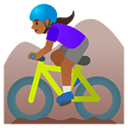 🚵🏾‍♀️ Emoji Mujer En Bicicleta De Montaña: Tono De Piel Oscuro Medio en Google 15.0.