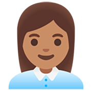 👩🏽‍💼 Emoji Oficinista Mujer: Tono De Piel Medio en Google 15.0.