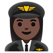 👩🏿‍✈️ Emoji Piloto Mujer: Tono De Piel Oscuro en Google 15.0.