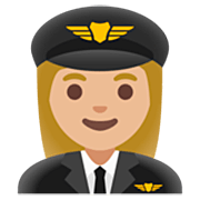 Émoji 👩🏼‍✈️ Pilote Femme : Peau Moyennement Claire sur Google 15.0.