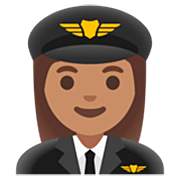 👩🏽‍✈️ Emoji Piloto De Avião Mulher: Pele Morena na Google 15.0.