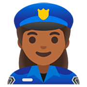 👮🏾‍♀️ Emoji Agente De Policía Mujer: Tono De Piel Oscuro Medio en Google 15.0.