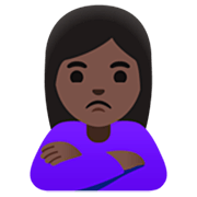 Emoji 🙎🏿‍♀️ Donna Imbronciata: Carnagione Scura su Google 15.0.