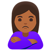 🙎🏾‍♀️ Emoji Mulher Fazendo Bico: Pele Morena Escura na Google 15.0.