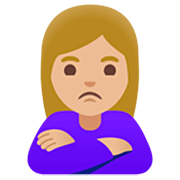 🙎🏼‍♀️ Emoji schmollende Frau: mittelhelle Hautfarbe Google 15.0.