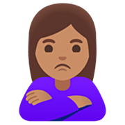 🙎🏽‍♀️ Emoji Mujer Haciendo Pucheros: Tono De Piel Medio en Google 15.0.