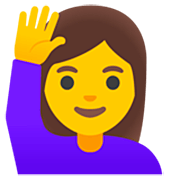 🙋‍♀️ Emoji Mulher Levantando A Mão na Google 15.0.