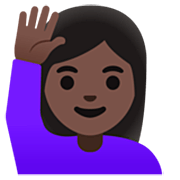🙋🏿‍♀️ Emoji Mujer Con La Mano Levantada: Tono De Piel Oscuro en Google 15.0.