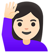 🙋🏻‍♀️ Emoji Frau mit erhobenem Arm: helle Hautfarbe Google 15.0.