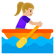🚣🏼‍♀️ Emoji Frau im Ruderboot: mittelhelle Hautfarbe Google 15.0.