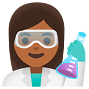 Émoji 👩🏾‍🔬 Scientifique Femme : Peau Mate sur Google 15.0.
