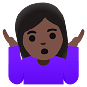 🤷🏿‍♀️ Emoji schulterzuckende Frau: dunkle Hautfarbe Google 15.0.