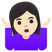🤷🏻‍♀️ Emoji Mujer Encogida De Hombros: Tono De Piel Claro en Google 15.0.