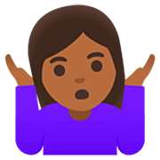 🤷🏾‍♀️ Emoji schulterzuckende Frau: mitteldunkle Hautfarbe Google 15.0.