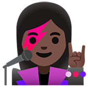 Émoji 👩🏿‍🎤 Chanteuse : Peau Foncée sur Google 15.0.