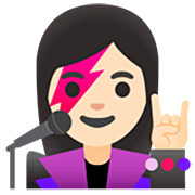 👩🏻‍🎤 Emoji Cantante Mujer: Tono De Piel Claro en Google 15.0.