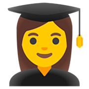 Émoji 👩‍🎓 étudiante sur Google 15.0.