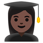 👩🏿‍🎓 Emoji Estudiante Mujer: Tono De Piel Oscuro en Google 15.0.