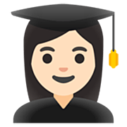 Émoji 👩🏻‍🎓 étudiante : Peau Claire sur Google 15.0.