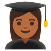 Émoji 👩🏾‍🎓 étudiante : Peau Mate sur Google 15.0.